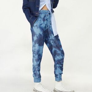 Cloth & Stone Anthropologie Womens Jogger Pants Medium Rare Blue Tie Dye Pull On
